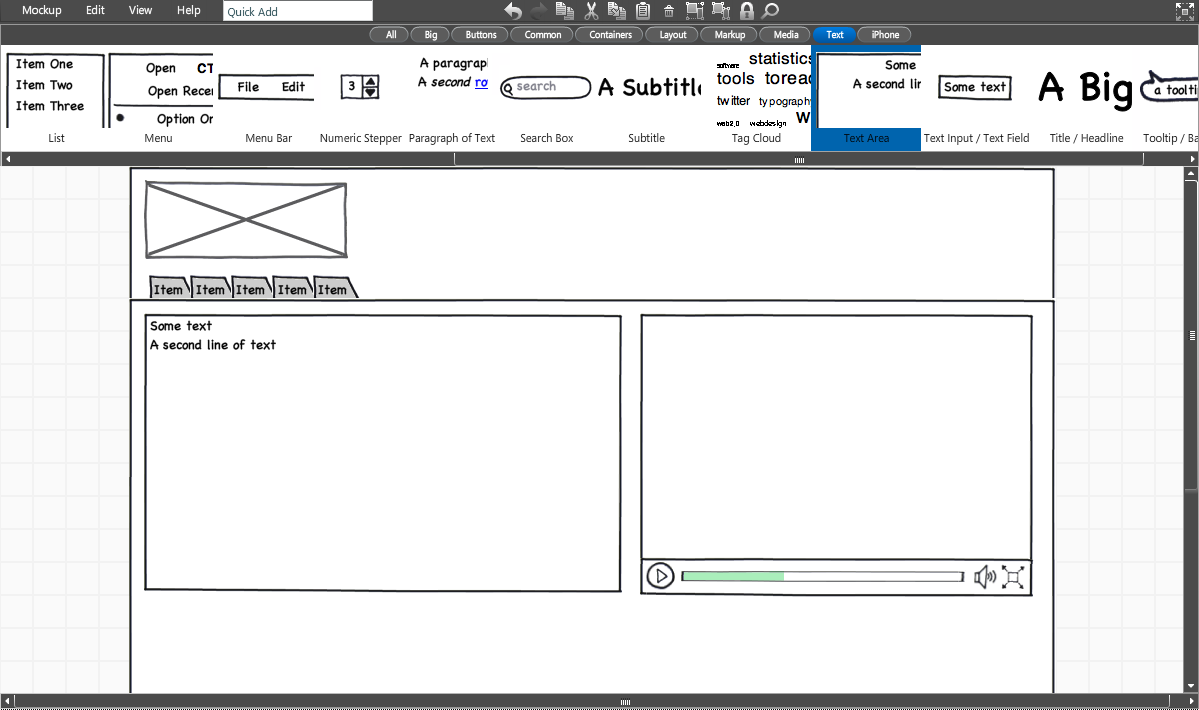 screen shot of the balsamiq application