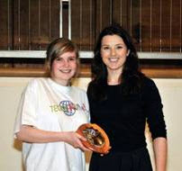 Sarah Ronald presents the award for the Best Marketing Director to Technikids, Bathgate Academy