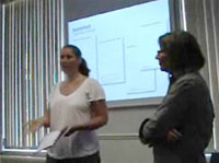 Picture of Rebecca Gill and Hilary Palmen doing a presentation