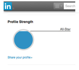 Progress bar: LinkedIn use this to encourage users to complete their online profile 