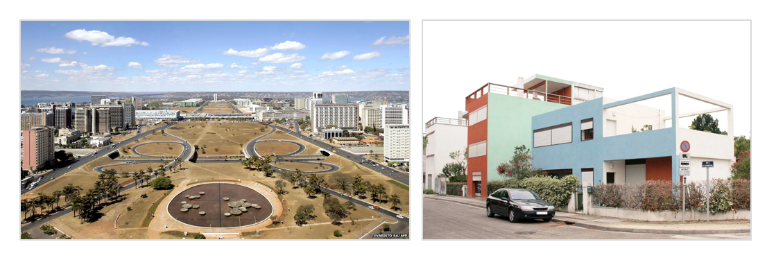Brasilia (left) and Le Corbusier’s Quartiers Modernes Frugès, Pessac