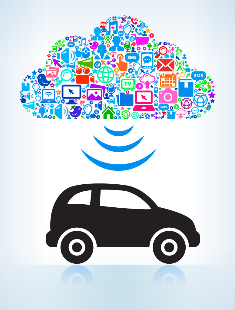 Car with Modern Technology & Communication Cloud