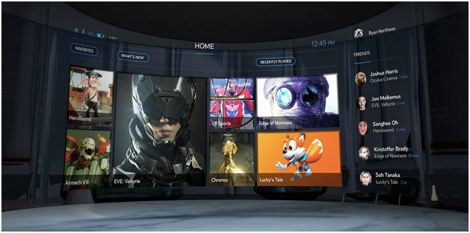 Image of Oculus Rift start menu