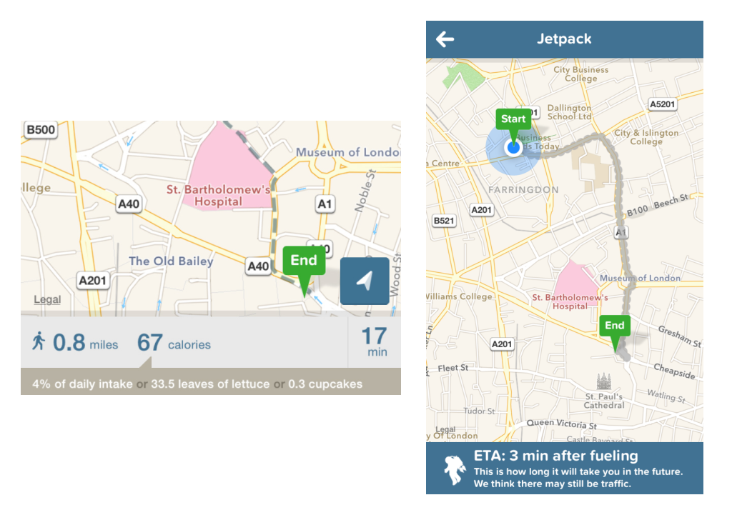 Two images of the Citymapper app.
