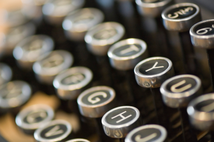 Close up image of an old-school typewrite's keyboard